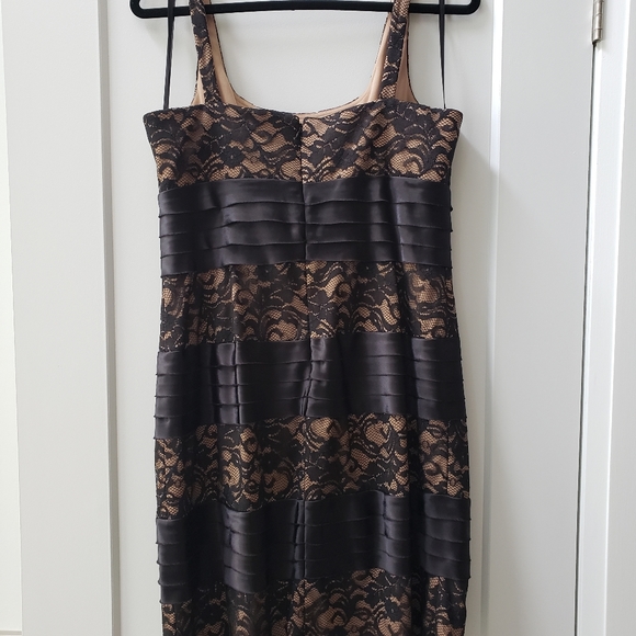 Collection Dressbarn Lace Satin Sheath Dress Cocktail Party Nude Black Size 14 - Picture 6 of 7